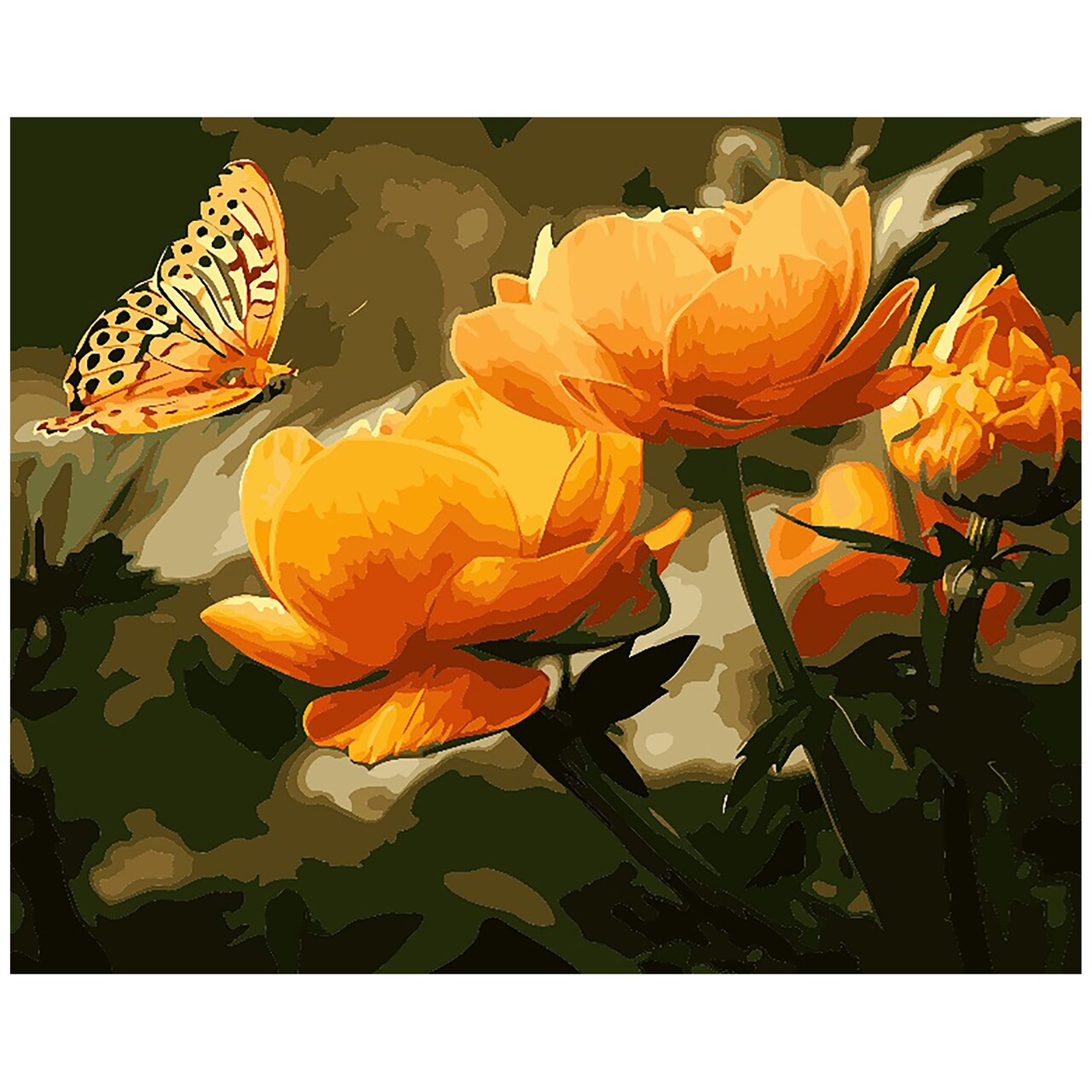 Winnie's Picks Adult Paint by Numbers Kit, 16" x 20", Peach Butterfly in The Summer - Beginner